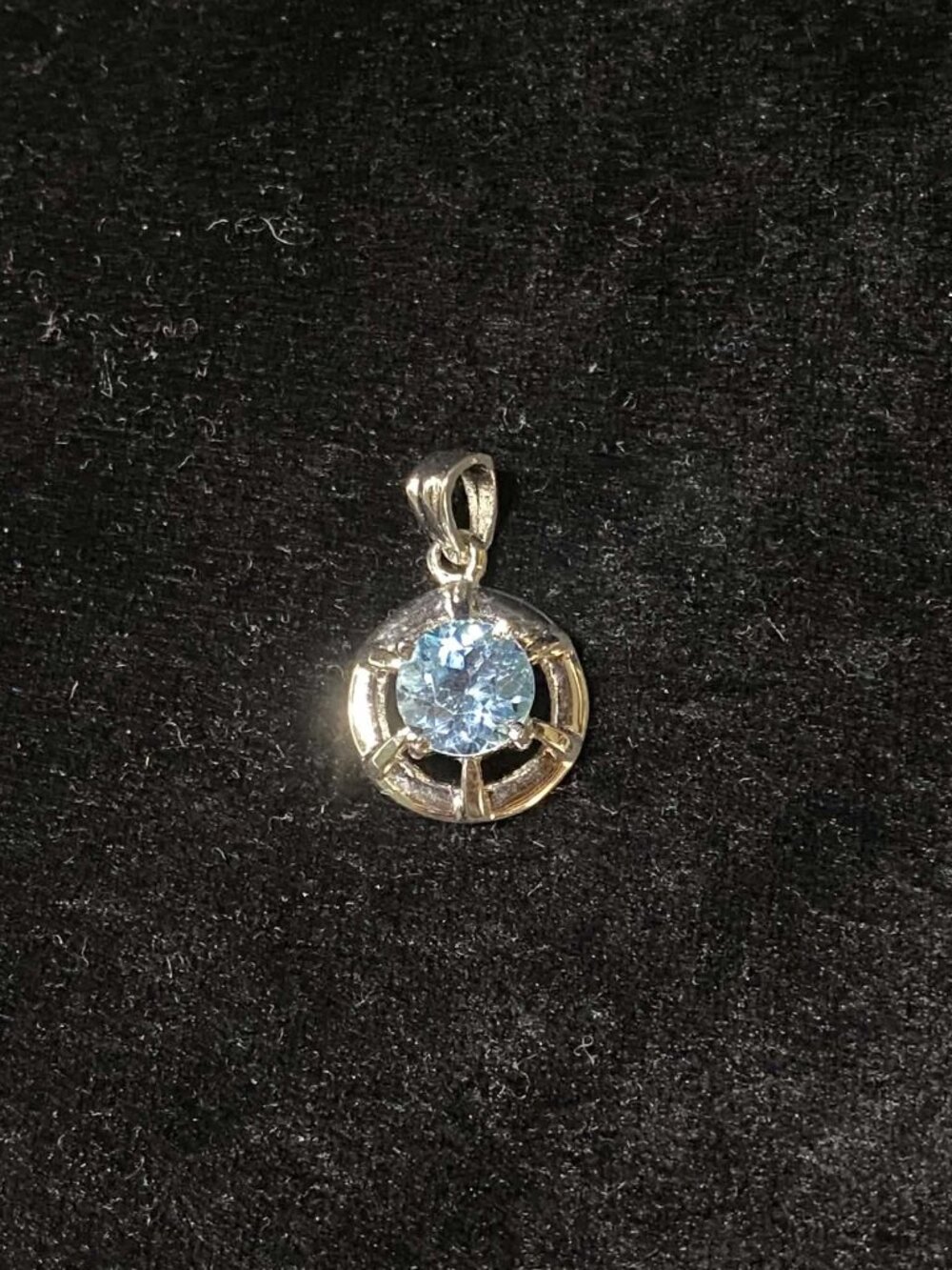 .925 Sterling Silver Natural Blue Topaz Pendant